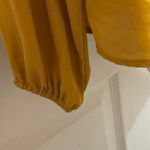 Haute Monde Mustard Blouse with Black Tie - Picture 6 of 9